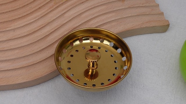 Filtro de desagüe para fregadero de cocina en acero inoxidable dorado, pack 2 piezas miniatura 7