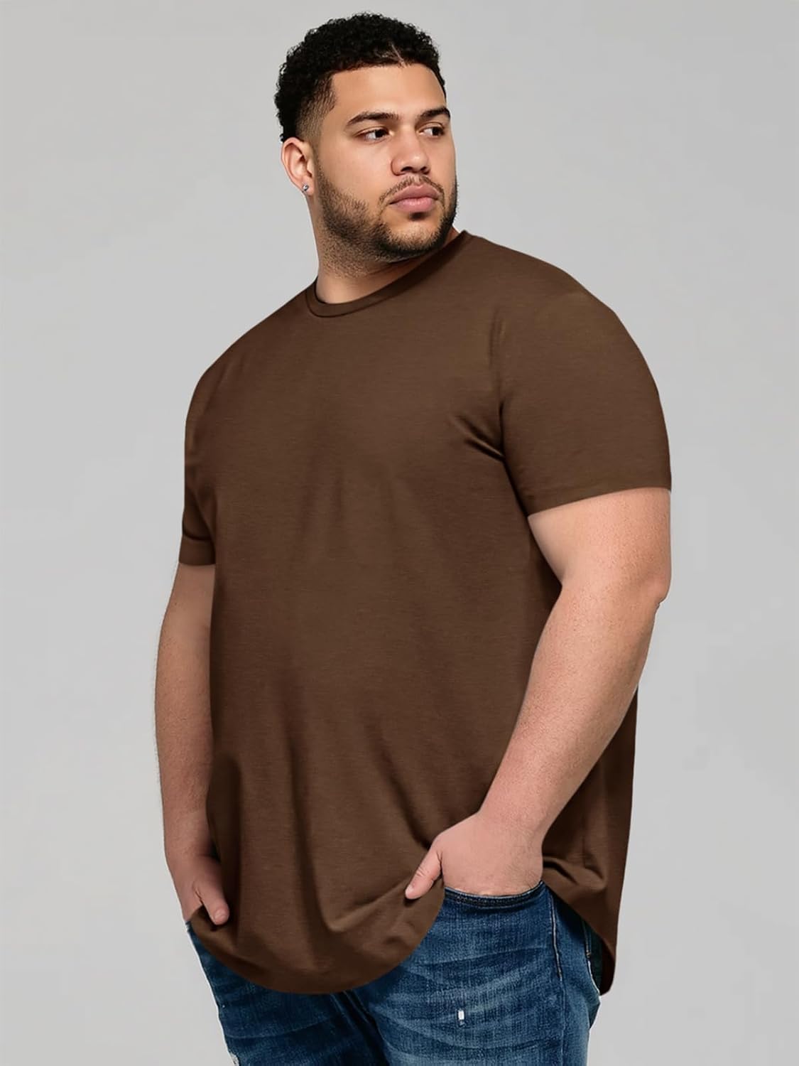 Runcati Mens Big and Tall Shirts Short Sleeve Crew Neck Casual T-Shirt Hipster Hip Hop Longline Tee Shirts - Image 4