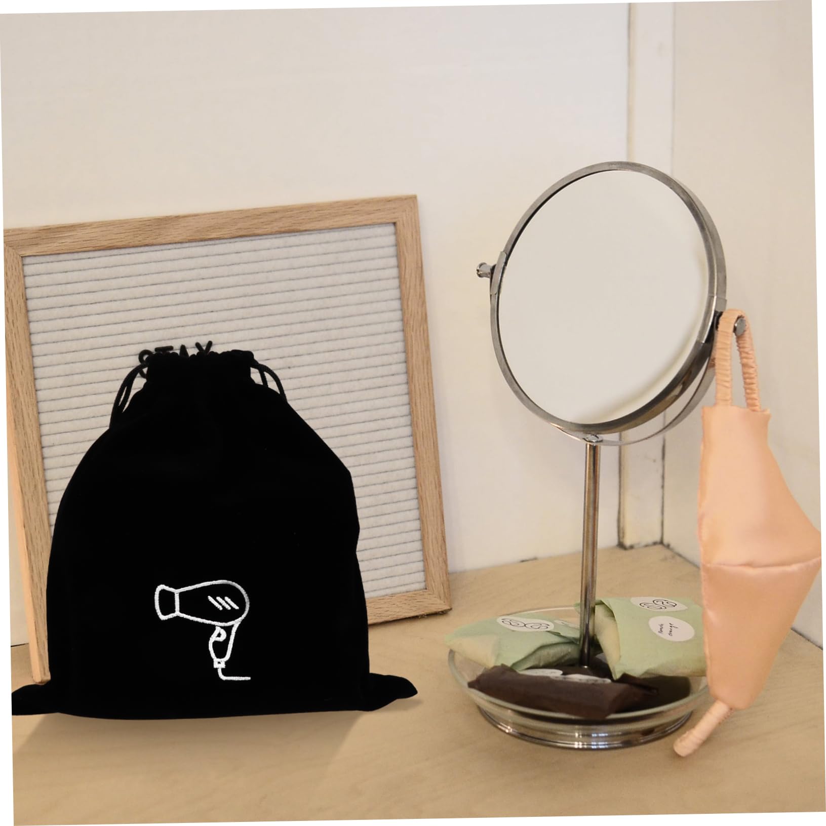 DOITOOL Bolsa De Terciopelo Para Almacenamiento De 10 Piezas Organizador Universal De Forro Polar Para Secador De Pelo Con Cordón Para Artículos De Tocador Pequeña De Franela