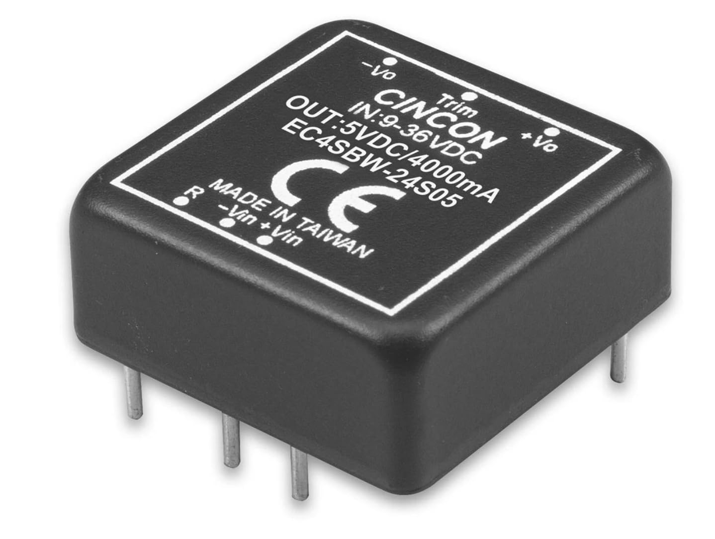 EC4SBW-48D15,Isolated DC/DC Converters - Through Hole DC-DC Converter, 20 Watt, 4:1 Input Range, +/-15VDC Output, 18-75VDC Input, +/-660mA max., 650uF