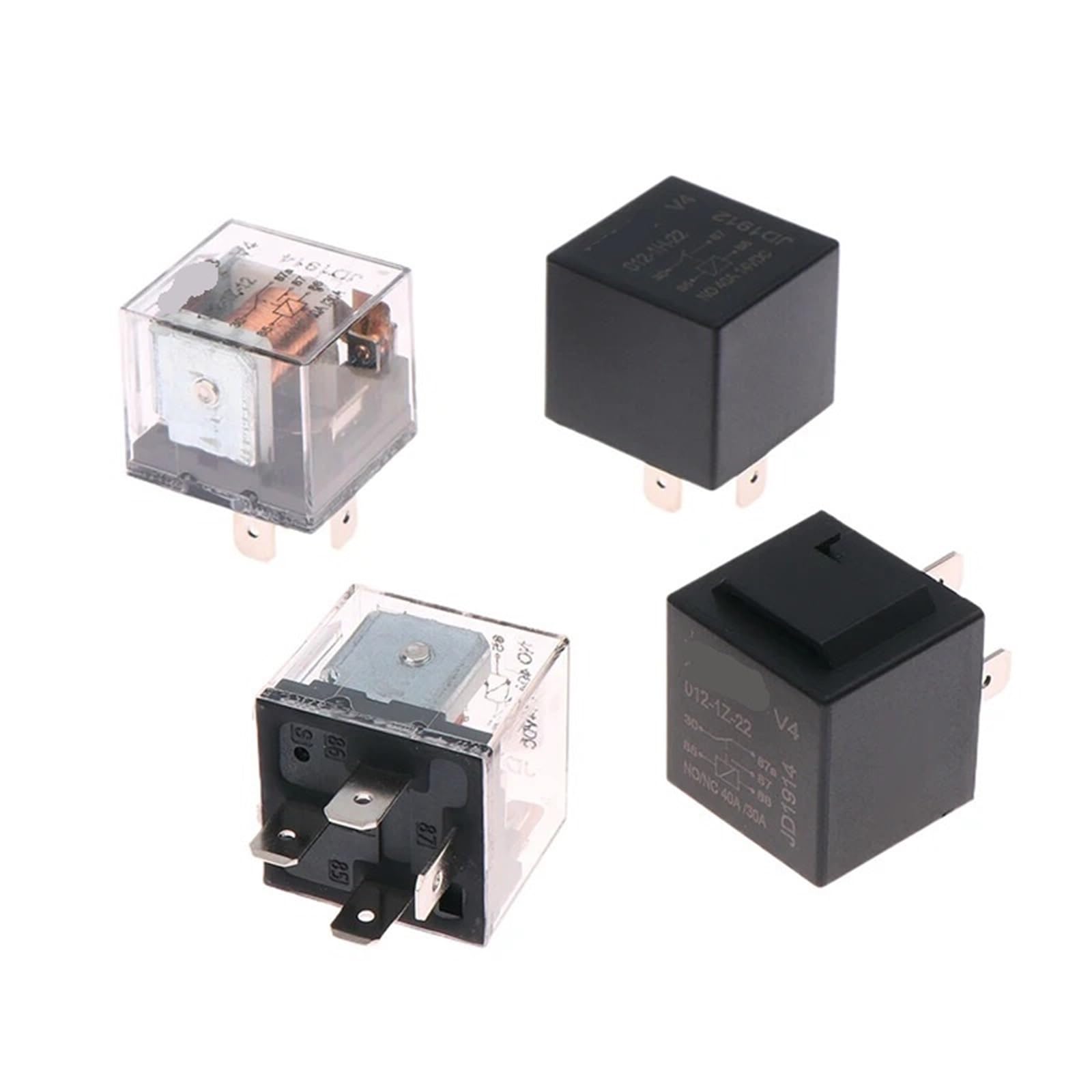 1 sztuka 4/5-pinowy 40 A wodoszczelny przekaźnik samochodowy DC 12 V 24 V przekaźnik do klimatyzatora reflektora (12 V 4-pinowy A)