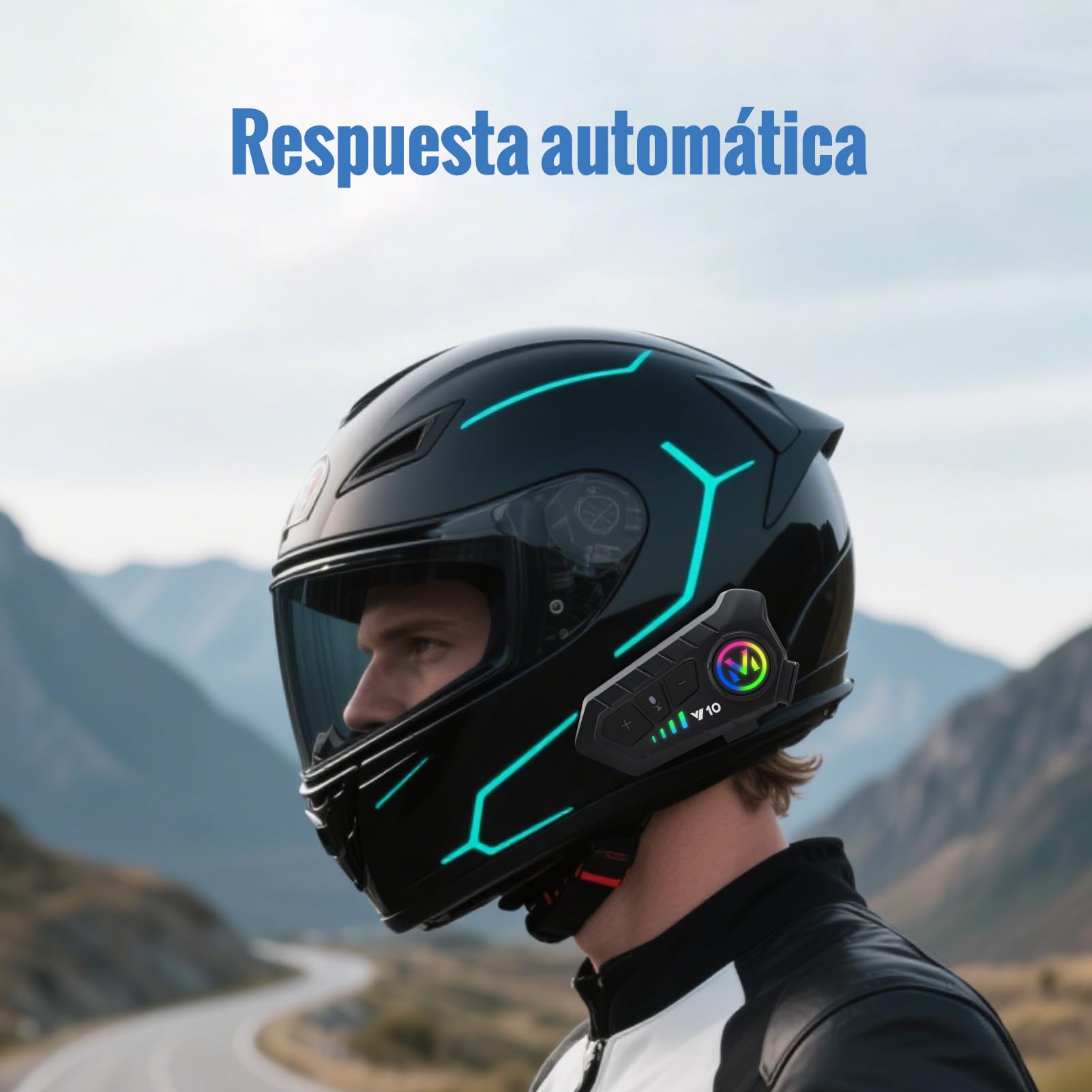 Auricolare Casco Moto, 5.3 Bluetooth Cuffie Casco Moto, Y10 Interfono Casco con IPX6 Impermeabile, Smart Connessioni, Risposta Automatica, Cancellazione del Doppio Rumore