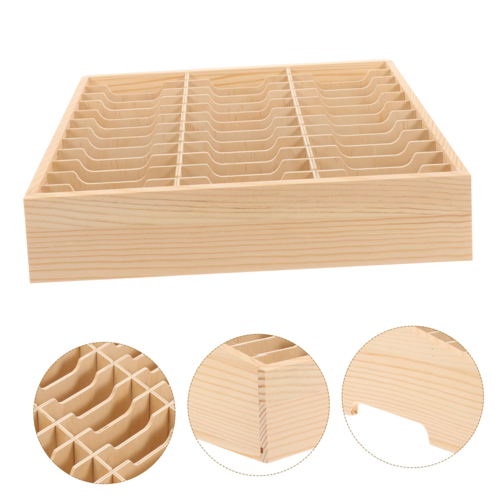 Organizador de Escritorio de Madera con Múltiples Compartimentos para Móviles Caja de Almacenamiento para Oficina Aula y Protección y Funcional