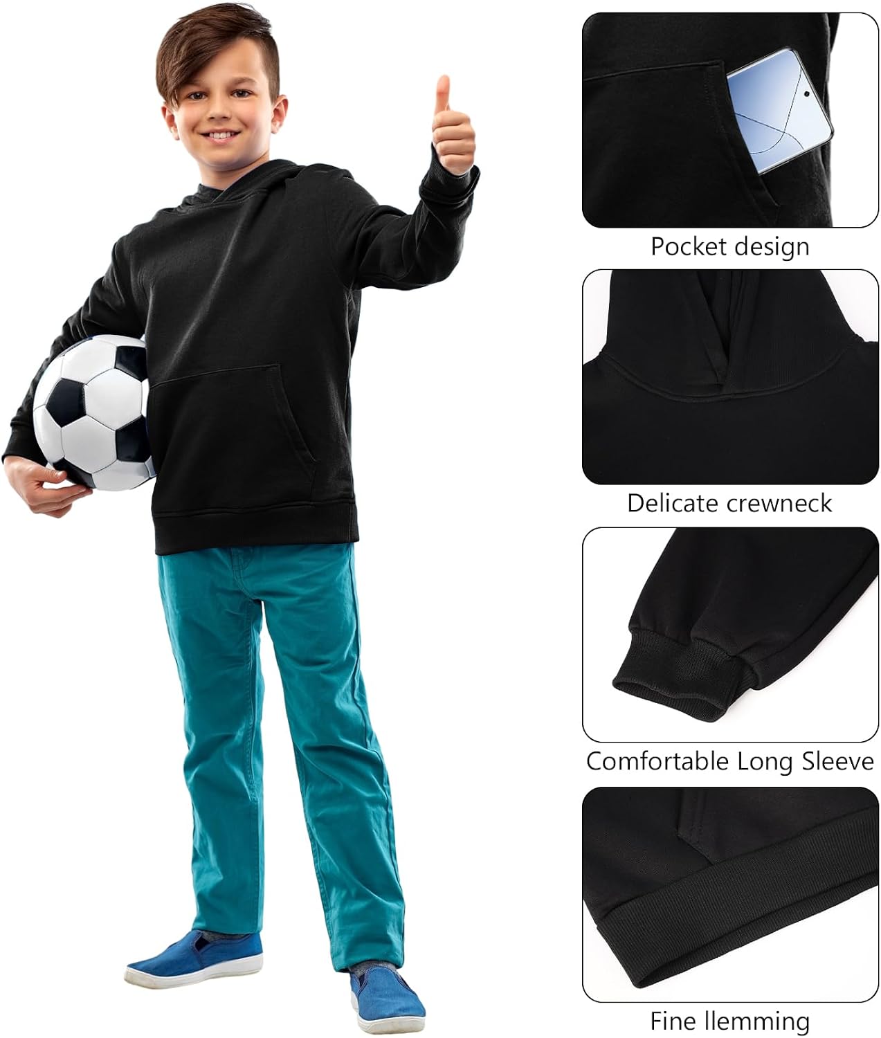 Silkfly 3 Pack Boys Hoodies for Kids Girls Fleece Pullover Teen Long Sleeve Sweatshirts Pullover with Pocket
