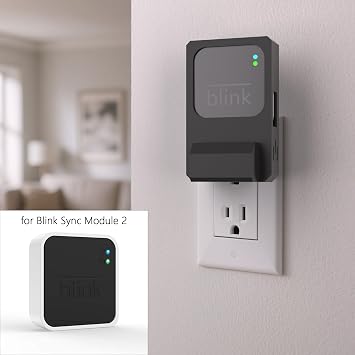 ショートケーブル付きBlink Sync Module 2用コンセントウォールマウント、内蔵ケーブル管理でワイヤーを内側に隠し、露出ケーブルなし、フィット同期モジュールオリジナルプラグブラック