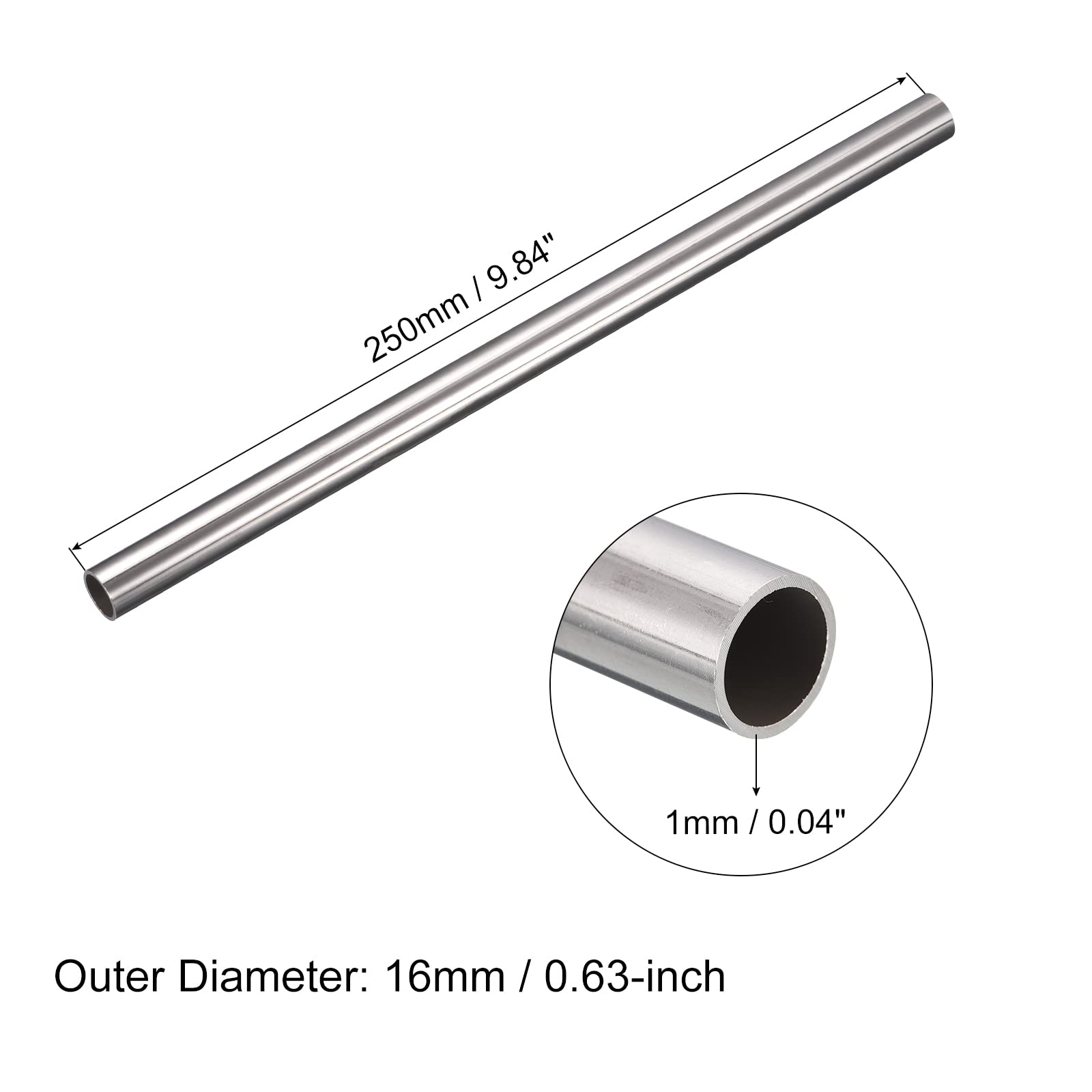 QUARKZMAN Rura ze stali nierdzewnej 304 OD 16 mm x 1 mm grubość ściany 250 mm długość metalowe węże do maszyn przemysłowych