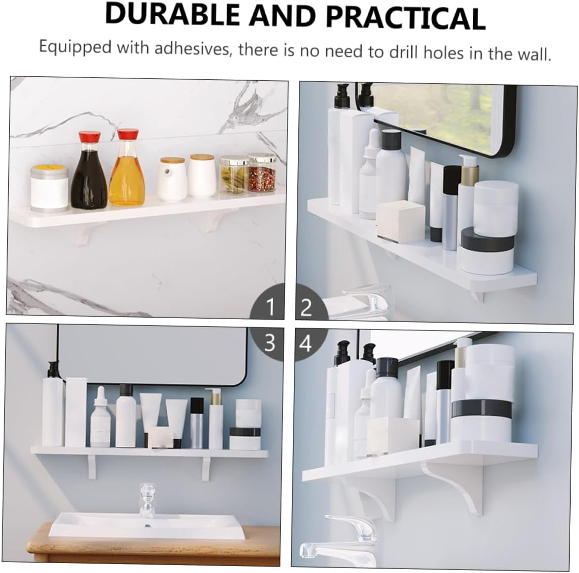 Unomor 1Set Hanging Bathroom Wall Shelf Organizer No Drilling Toilet Rack for Easy Storage for Bathroom Kitchen Living Room Supports Up to Versatile Adhesive Design