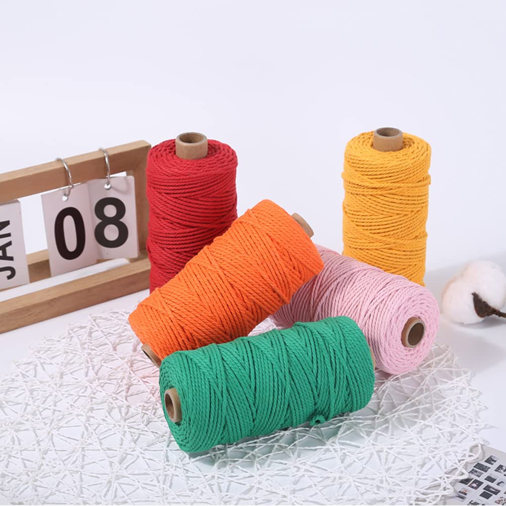Buntes Baumwollseil, 2/3/4 mm Schnurschnur, Faden zum Selbermachen, Basteln, geflochtene gedrehte Baumwollschnur für Party, Hochzeit, Dekoration, Farbe 03,4 mm, 50 m