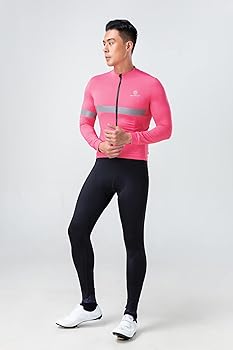 Amazon | [ Morethan ] サイクルジャージ 裏起毛 (S/ピンク/長袖/秋 冬