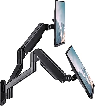 WALI Dual Monitor Wall Mount for 17 to 32 inch Screens, Monitor Wall Mounts for 2 Monitors, Holds up to 22 lbs, Fully Adjustable Monitor Arm,75x75/100x100 VESA Wall Mount GSWM002, Black