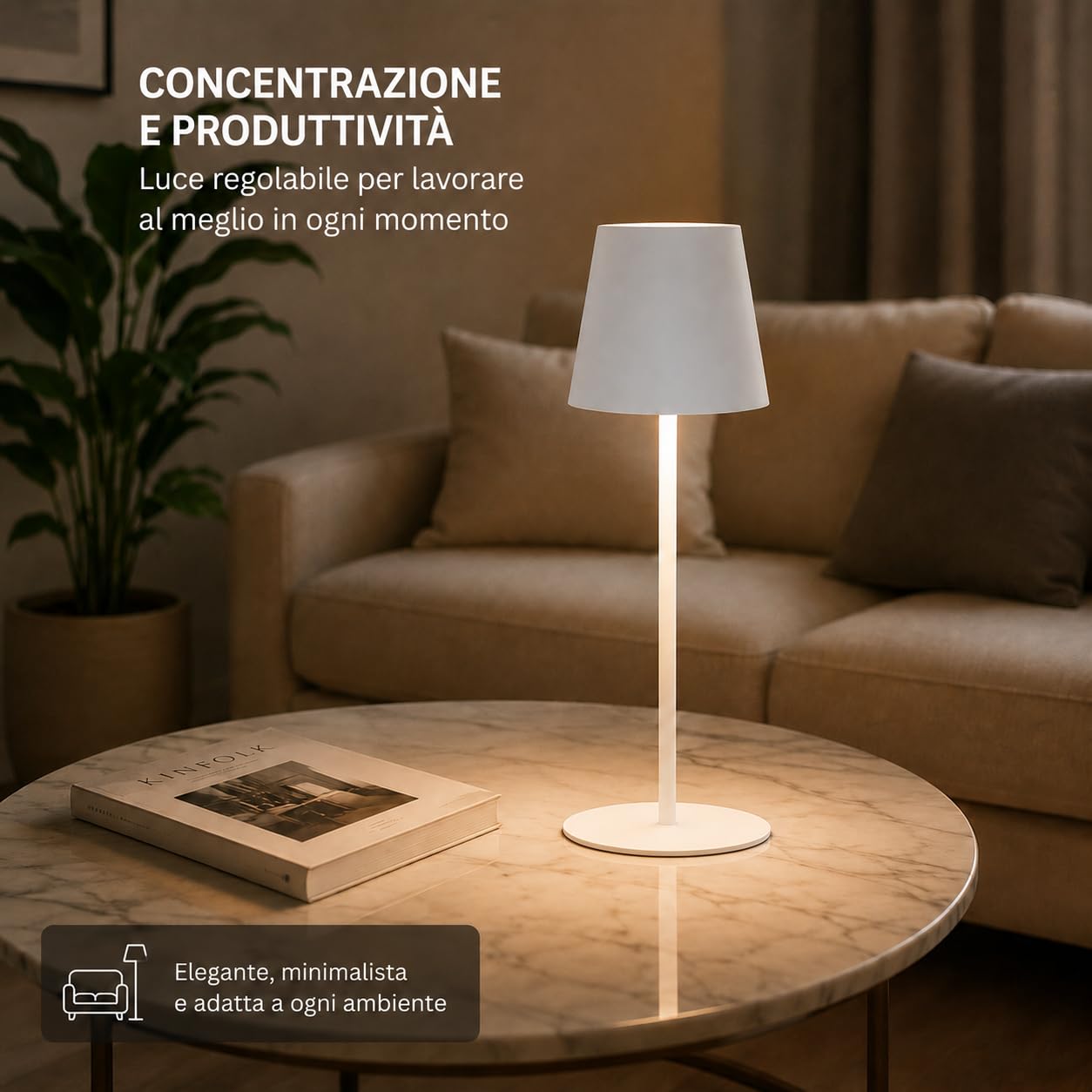 Set di 8 Lampada da Tavolo Bianco Touch Senza Fili Ricaricabili, LED Dimmerabili con 3 Tonalità di Luce 3000-6500K, Impermeabili IP54, Ideali per Interni ed Esterni