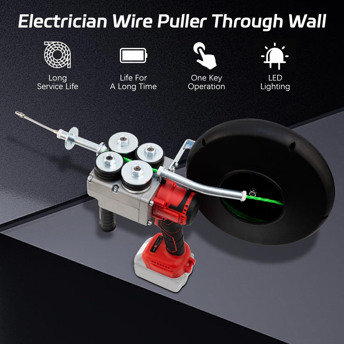 Extractor de Cables, Extractor de Cables Automático | Máquina Roscadora de Pared Eléctrica, para Electricistas, Extractor de Cables de Fontanero, Línea de 20 M Cable (Sin Batería)