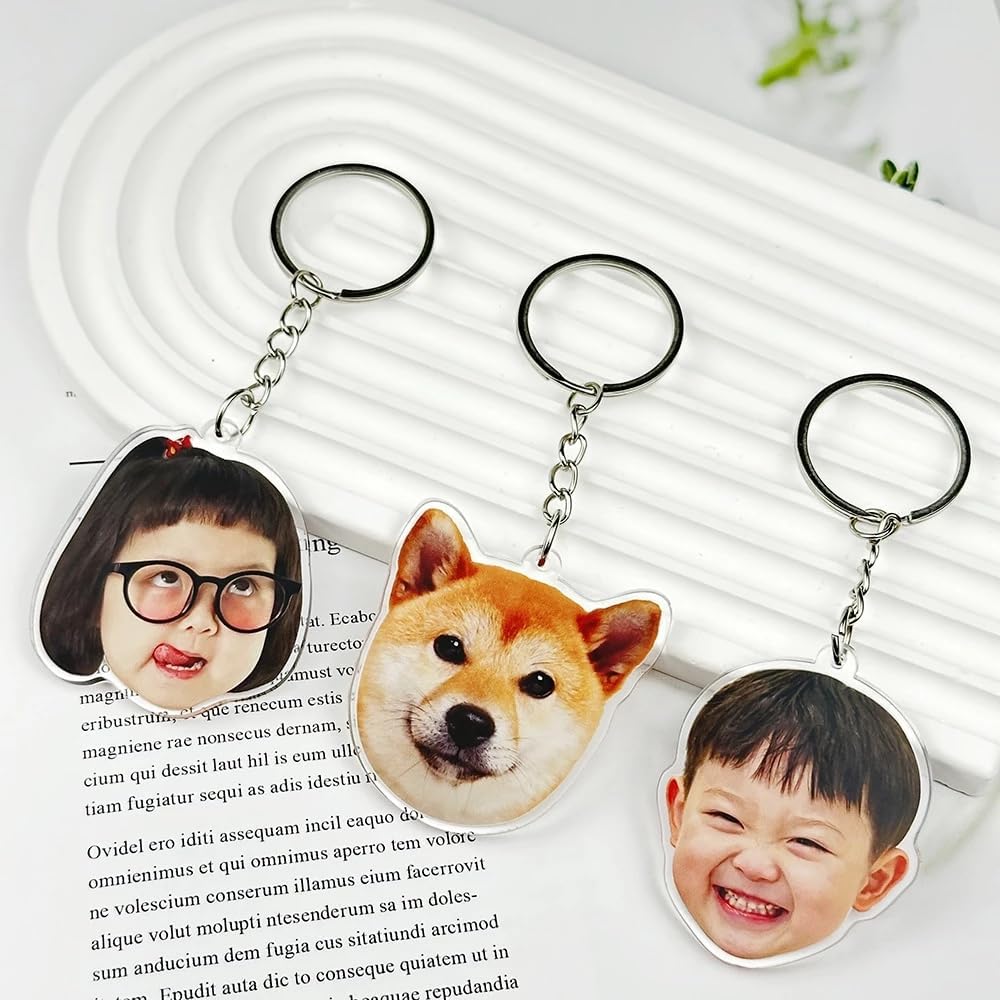 Custom Pet Keychain with Picture Personalized Dog Cat Photo Pet Lover Gifts, Customized Cartoon Pendant Photo Key Tag Chain, Custom Name Text Image - Image 3