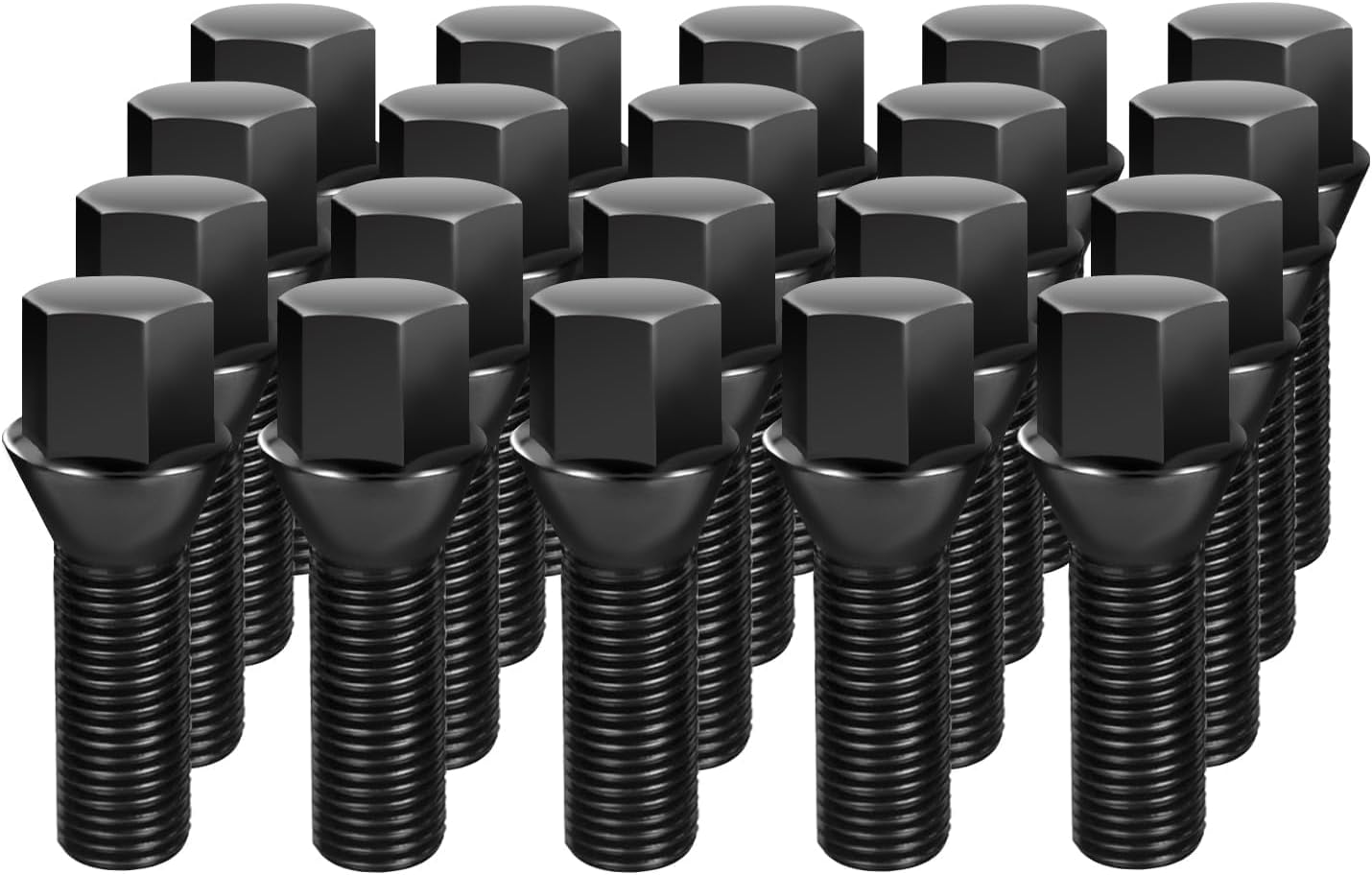 Dynofit M12x1.5 Aftermarket ET Lug Bolts Compaible with B-MW E82 E88 E91 E92 E93, 40mm Shank Extended Wheel Bolts Set for E36 E30 E90 E28 E34 E23, 12x1.5 Conical Seat Shiny Bolts/Studs for 15mm Spacer