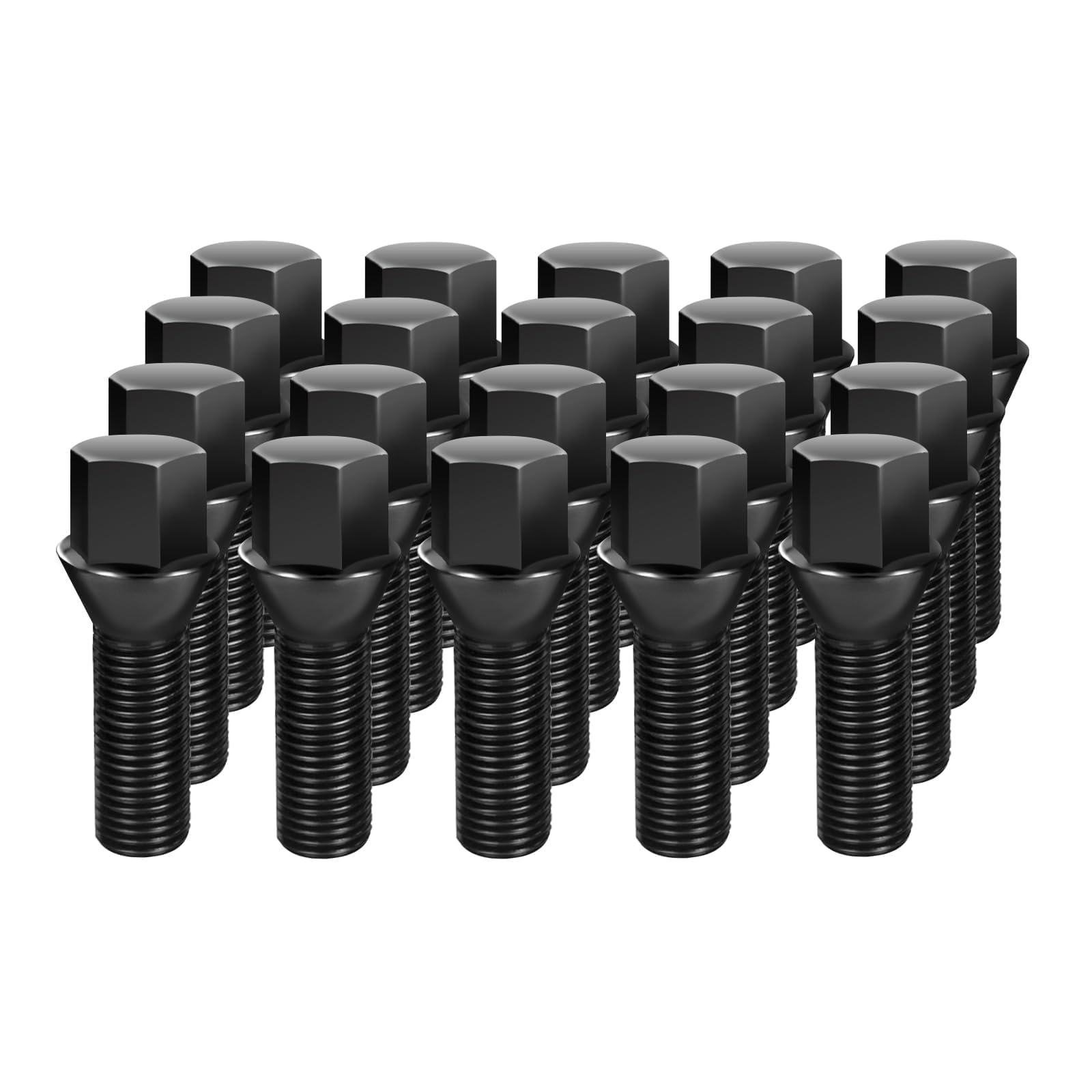 Dynofit M12x1.5 Aftermarket ET Lug Bolts Compaible with B-MW E82 E88 E91 E92 E93, 40mm Shank Extended Wheel Bolts Set for E36 E30 E90 E28 E34 E23, 12x1.5 Conical Seat Shiny Bolts/Studs for 15mm Spacer