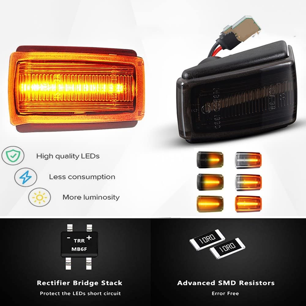 indicatori specchio laterale 2Pcs Dinamico Ambra LED Indicatore Laterale Blinker Indicatori Di Direzione Per Volvo V40 V70 S40 850 240 740 C70 940 S70 S90 960 Indicatore Di Direzione(Smoke LENS)