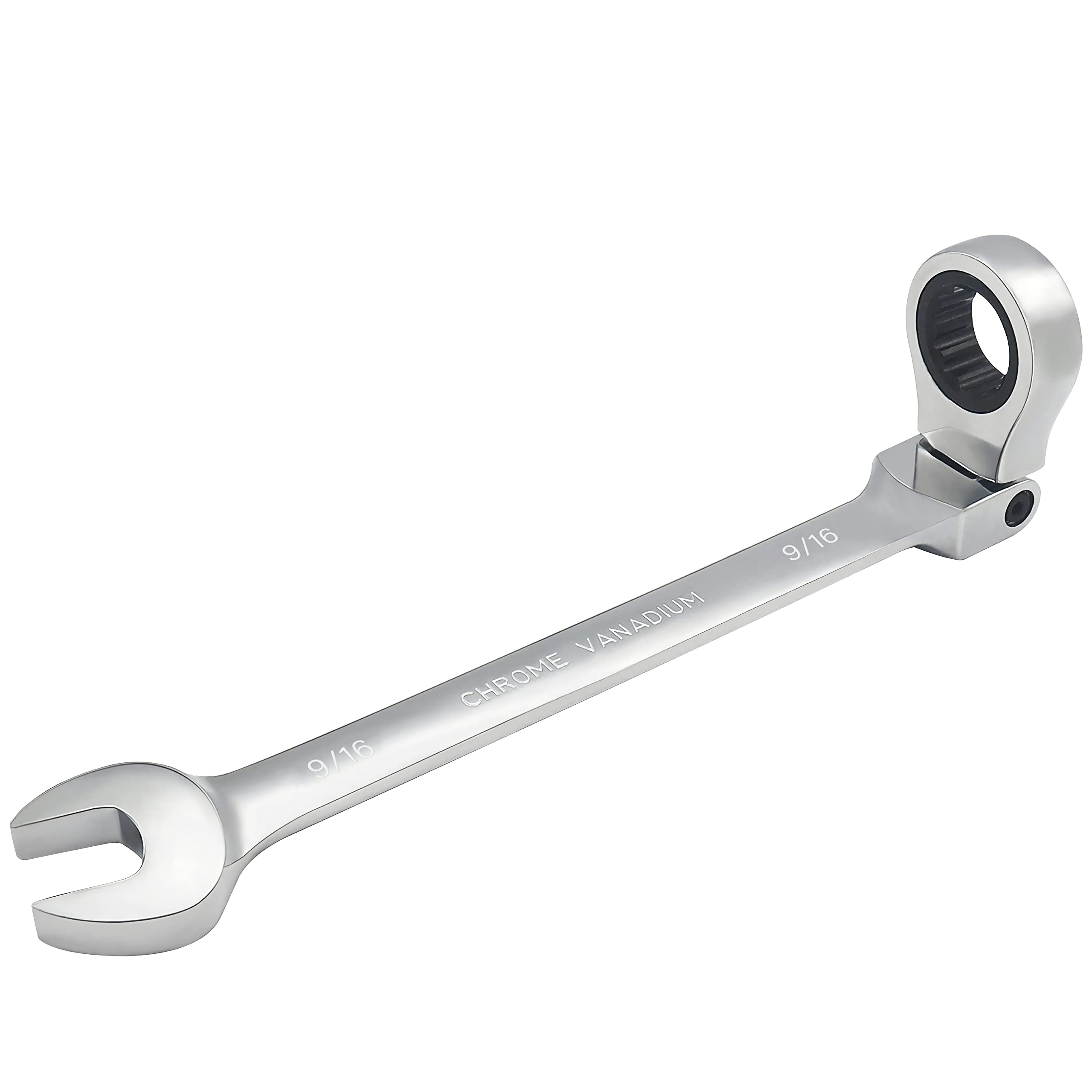 FOCMKEAS 9/16 Inch Flex-Head Ratcheting Combination Wrench SAE 72 Teeth 12 Point Ratchet Box Ended and Open End Spanner Tools