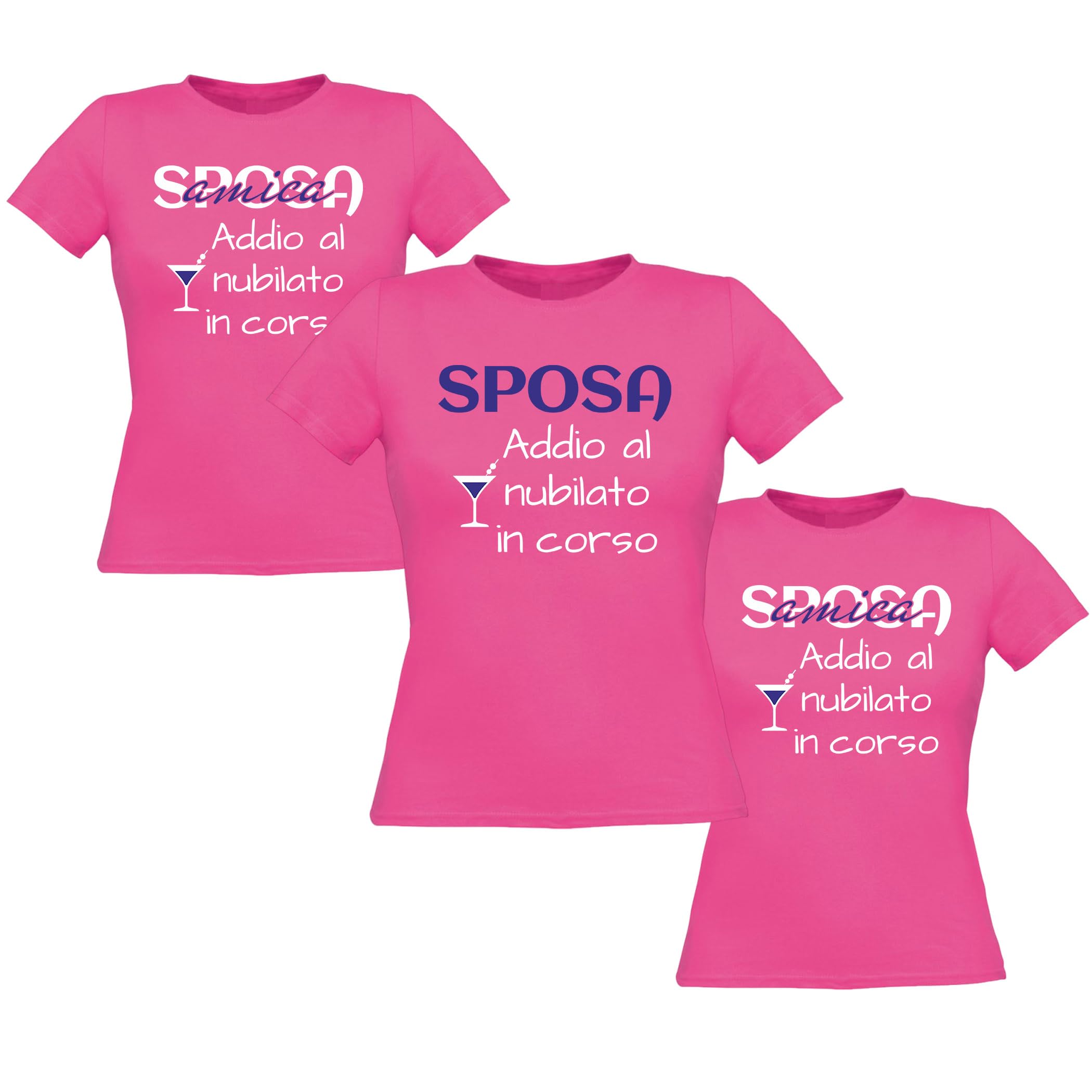 Fashion Graphic Set Magliette t-Shirt Donna Team Bride Sposa per Festa Addio al Nubilato, Amiche Sposa Tshirt Donna Cotone Addio al Nubilato Gadget