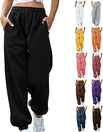 Sweatpants Women Baggy Wide Leg High Waisted Sweat Pants Joggers Pockets
