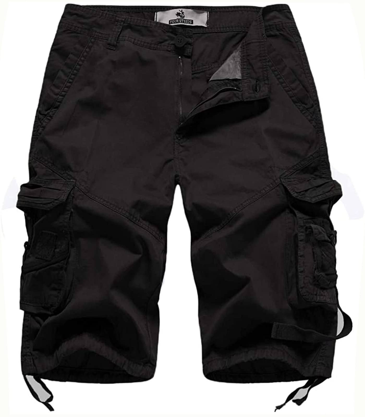 FOURSTEEDS Womens Casual Loose Fit Multi-Pocket Camouflage Twill Bermuda Cargo Shorts with Belt