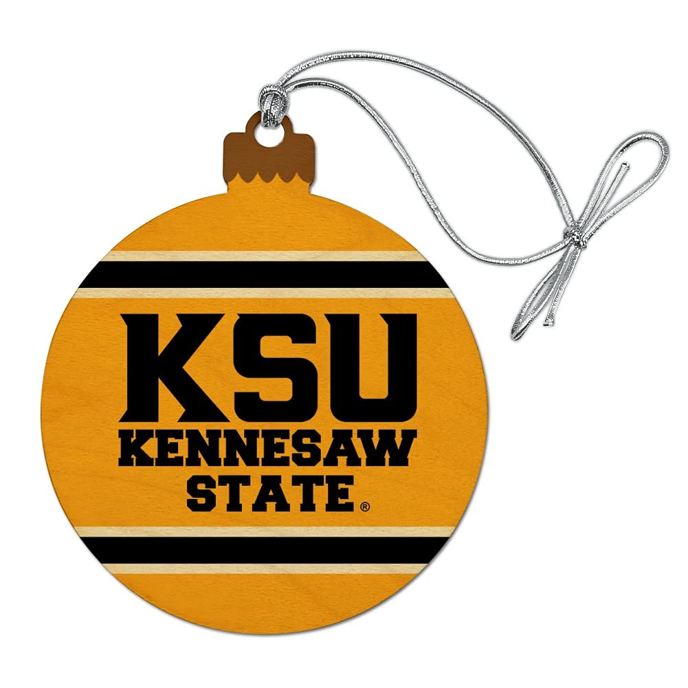 GRAPHICS & MORE Kennesaw State KSU Stripes Wood Christmas Tree Holiday Ornament