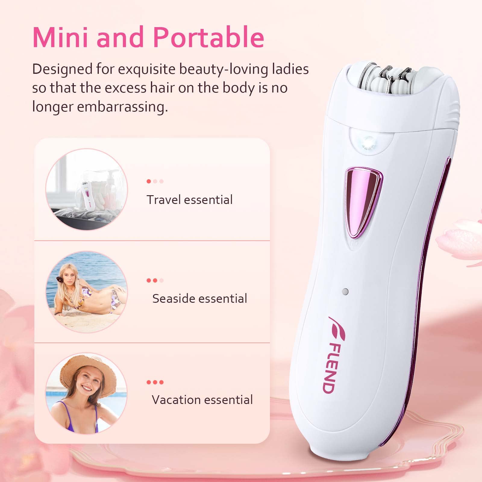 Epilierer Damen, Gesichtshaarentferner für Frauen mit LED-Licht Schmerzfrei Elektrischer Epilierer für Frauen, Gesicht, Körper, Achselhöhle, Bikini, Bein