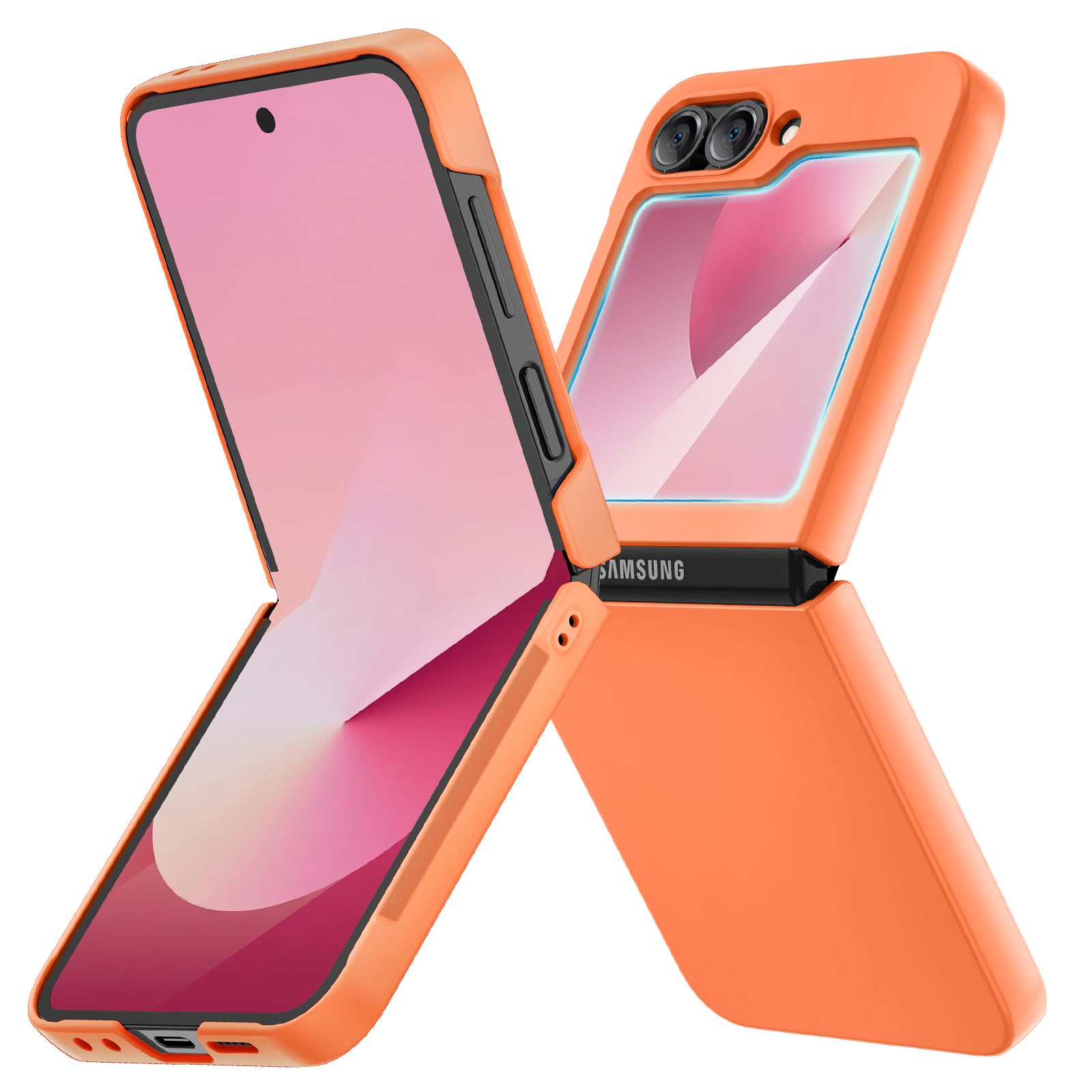 Ruky for Samsung Z Flip 6 Full Body Slim Case, Orange | Protective Cover Hard PC Ultra Anti-Scratches Shockproof Wireless Charging Phone Case for Samsung Galaxy Z Flip 6, Orange