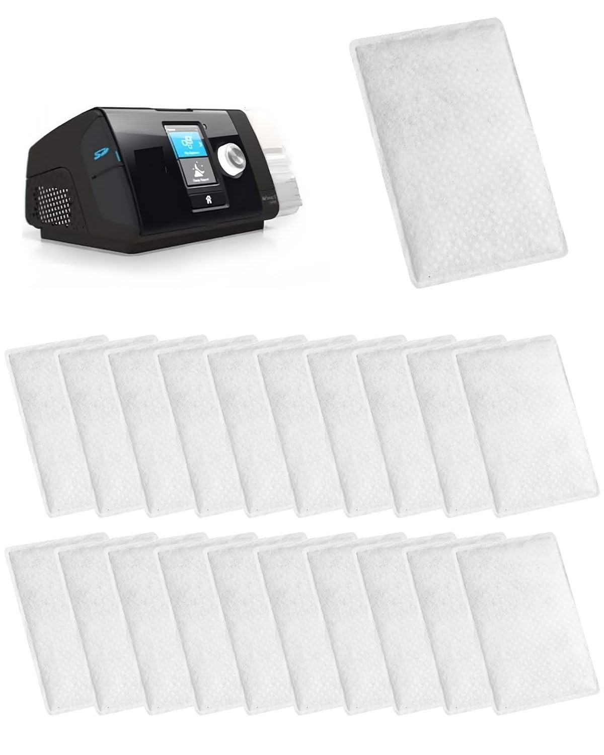 20 sztuk filtrów Premium CPAP do ResMed AirSense 10/11, AirCurve 10, S9 & Löwenstein Prisma Smart – ochrona przed drobnym pyłkiem, filtr pyłkowy, higieniczne jednorazowe filtry do urządzeń