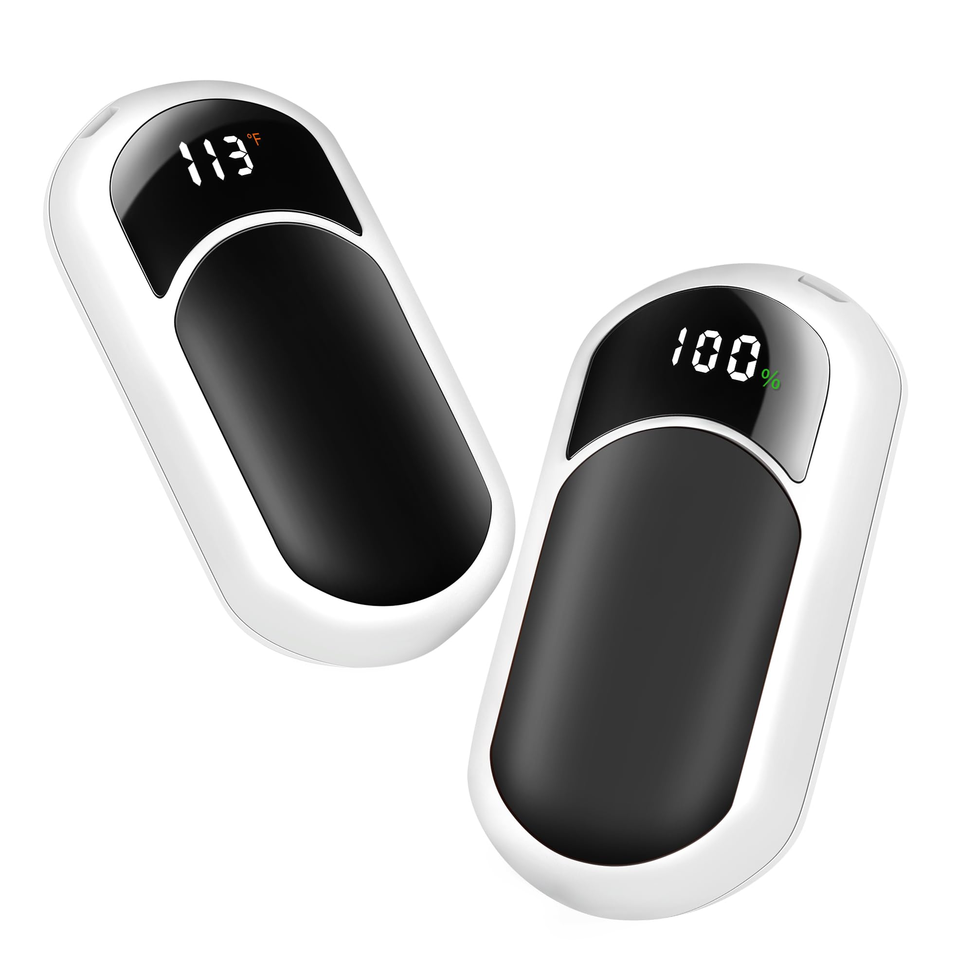 Hand Warmers Rechargeable 2-Pack, 6400mAh Electric Handwarmer with LED Digital Display, Ultra Thin Light Portable Heated Gadgets for Glove Pocket, USB Reusable 3 Levels Heater, Tech Gift for Men Women