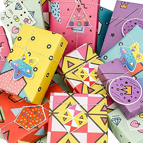 Qpout Papel De Regalo con Etiquetas y Hilo Cover