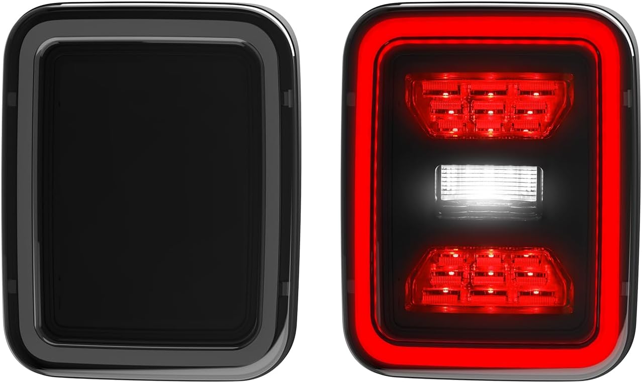 LED Tail Lights Assembly compatible with Jeep Gladiator JT 2020-2025 Accessories, Rear Brake Stop Lights Turn Signal Reverse Lights 2021 2022 2023 2024, Black Housing Smoke Lens, Pair
