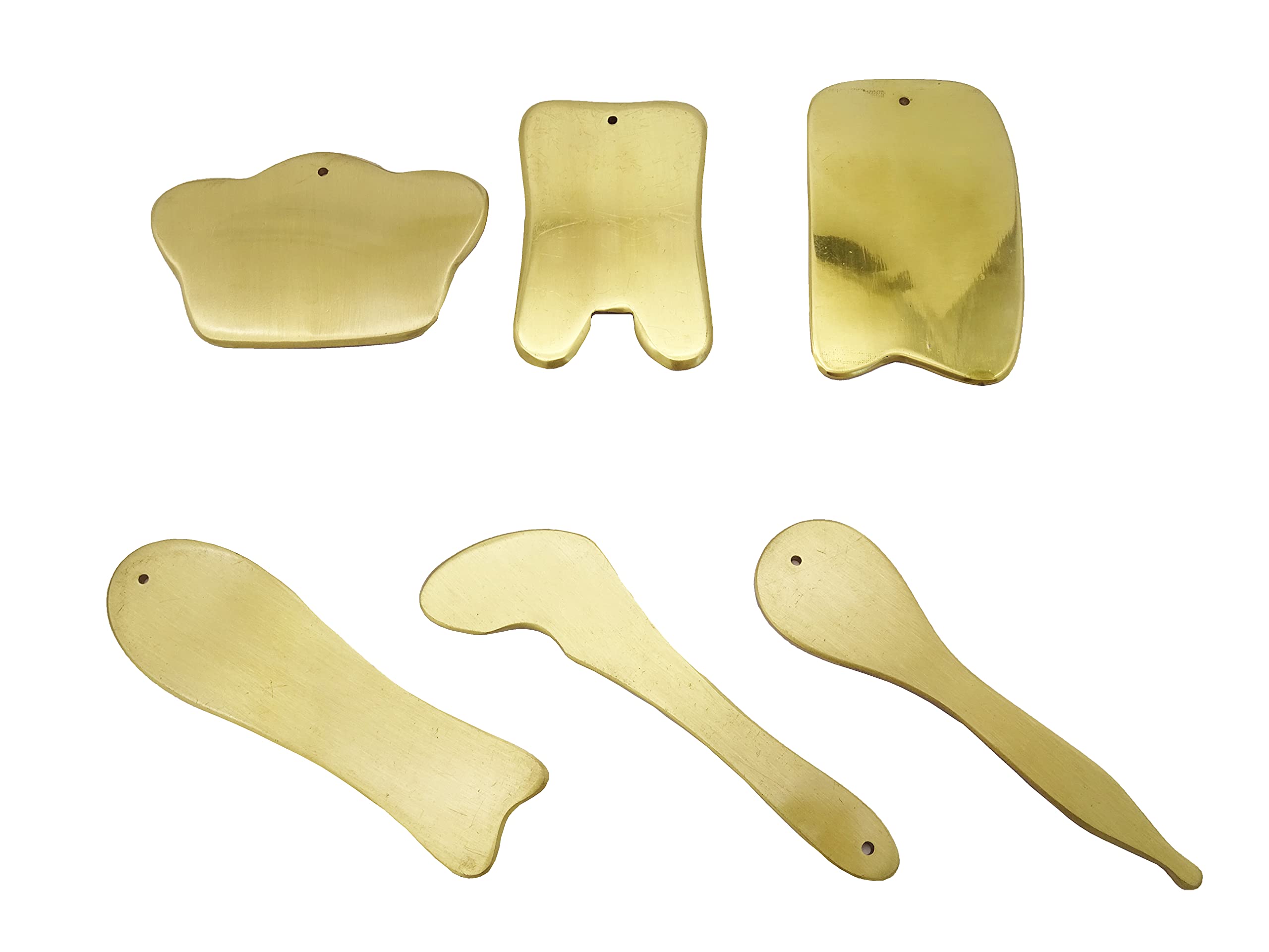 Outil De Massage Facial Gua Sha En Cuivre/laiton Doré - Pour Visage Et Corps Entier - Neuf Avec Emballage - Technique De Grattage Manuel