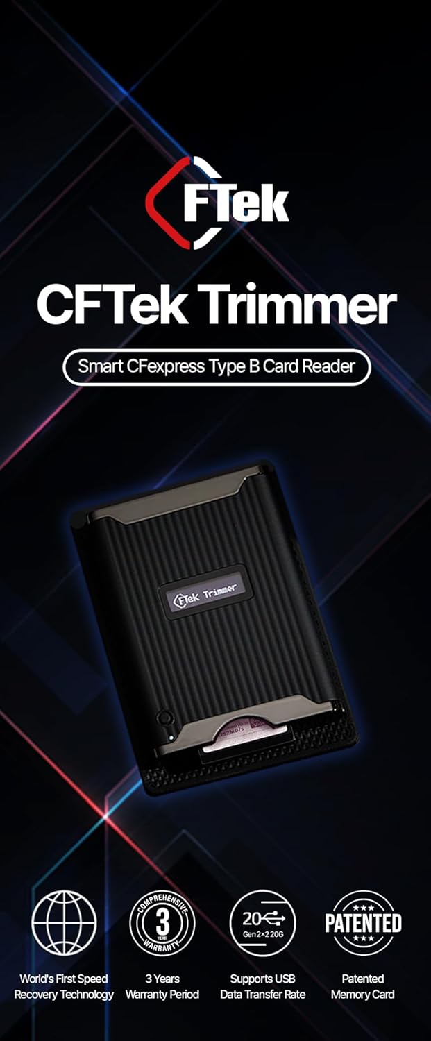 CFTek CFexpress Type B Card Reader with Temp & Health Monitor | High-Speed 20Gbps Data Transfer | Data Restore Tool for Professional Photographers & Videographers
