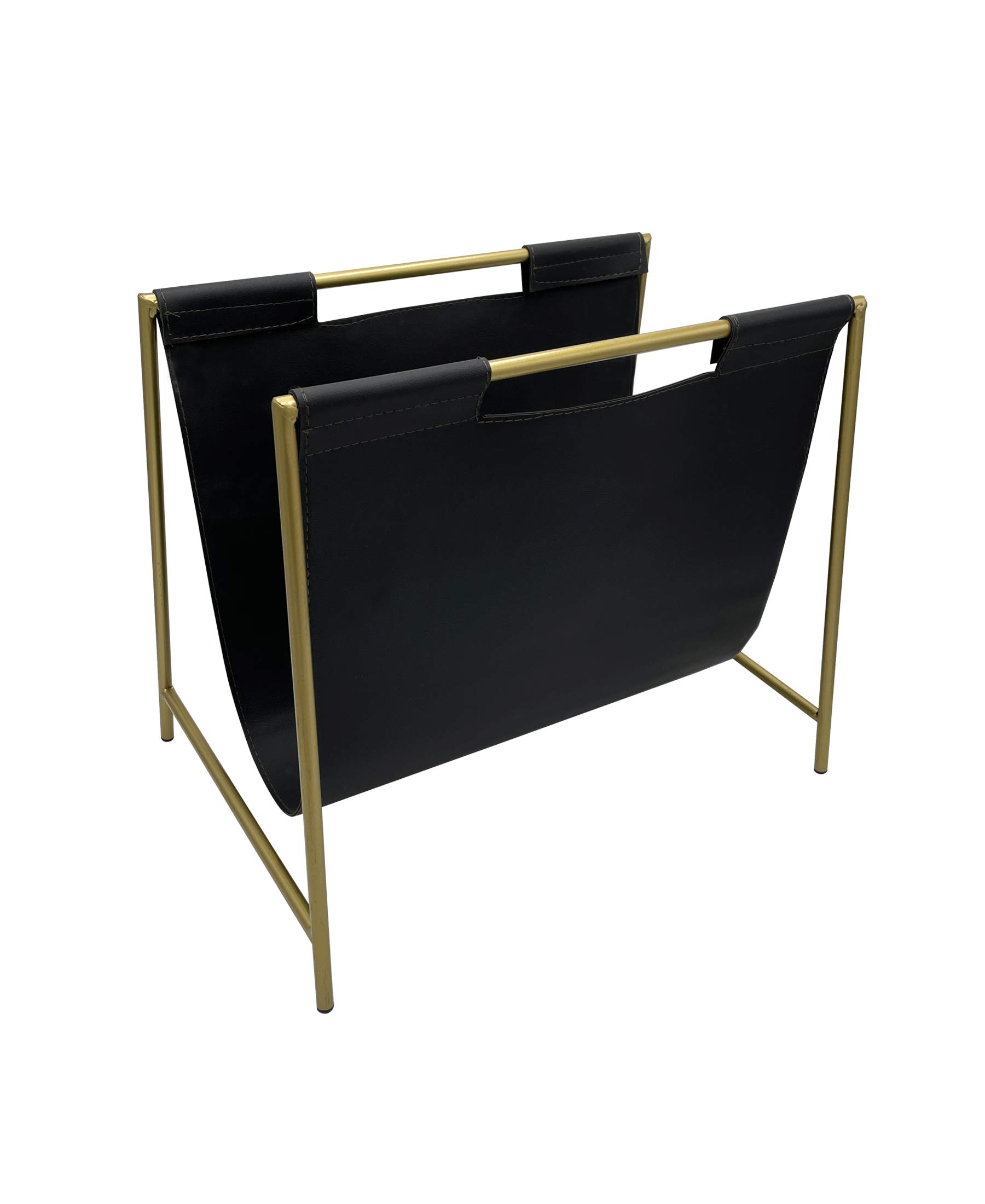 Buy Becki Owens Magazine Holder Black Leather and Gold Metal Design