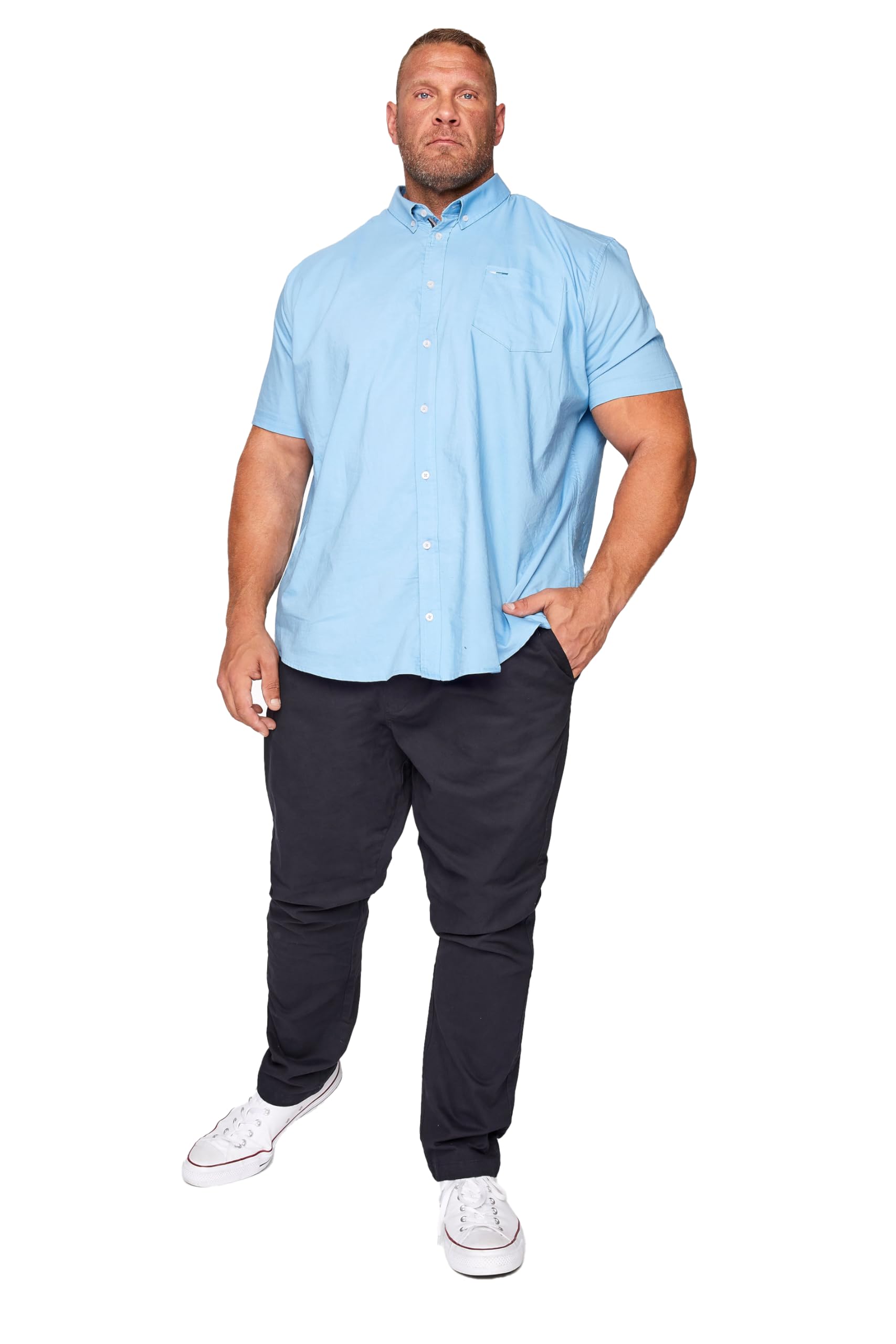 Badrhino Men's Blue Big & Tall Navy Elasticated Waist Chinos - Plus Curve 5XL-6Xl Plus
