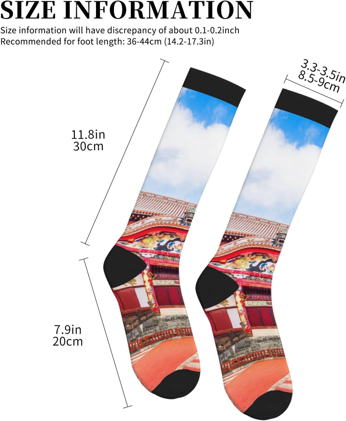 Okinawa Japan At Shuri Castle Design Tight Fitting Women'S Men'S Knee High Running Socks