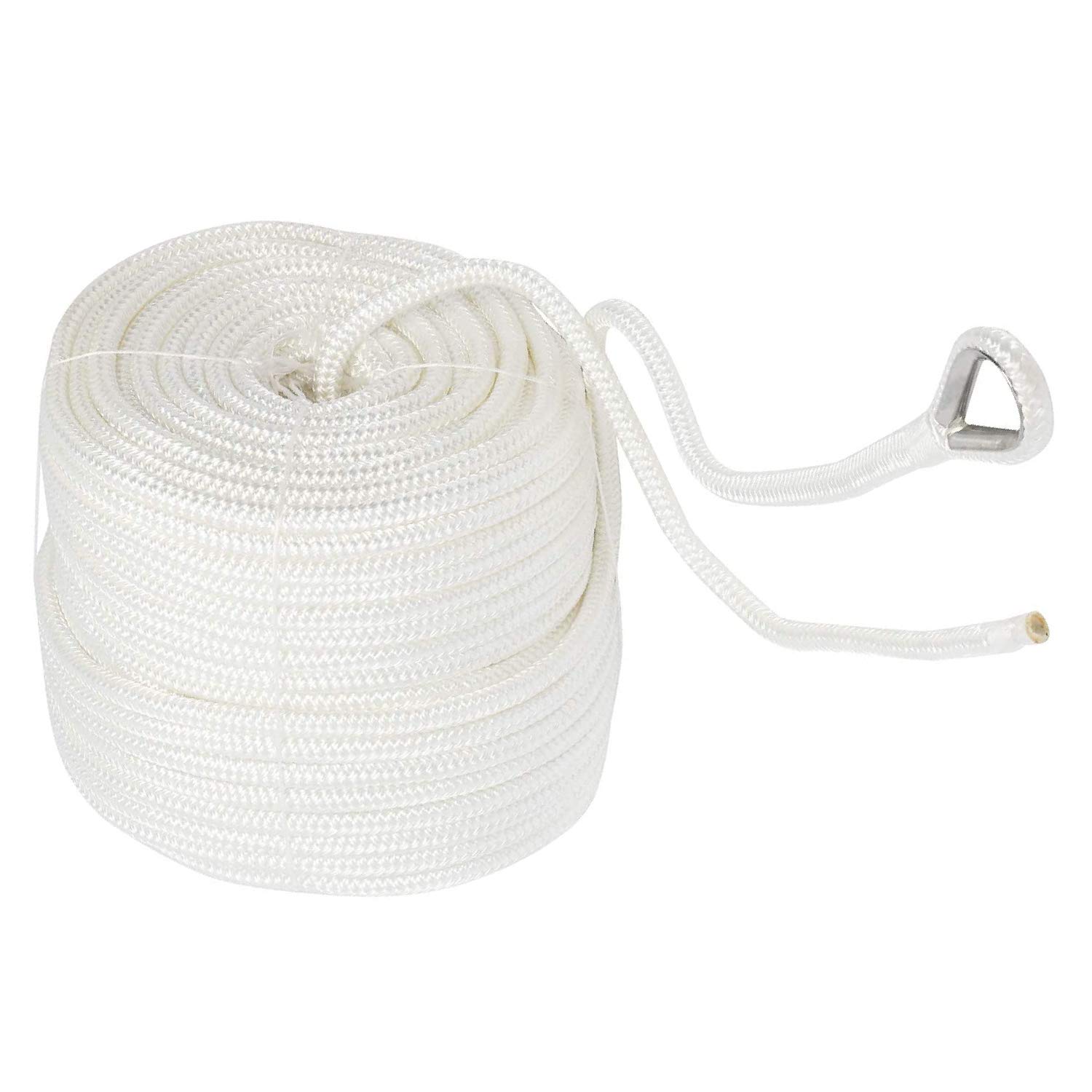 NovelBee 3/8 "x 300 ' Doppia treccia Nylon Anchor Line con ditale (bianco)