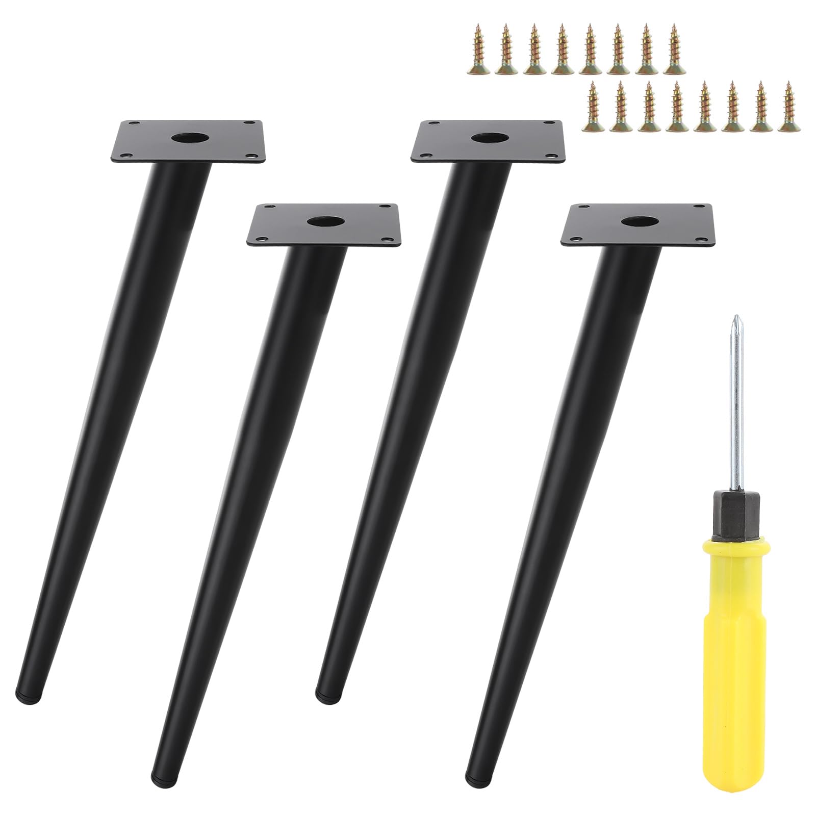 Swylexn Set of 4 Coffee Table Leg, 16 Inch Dining Table Legs Metal, Oblique Breakfast Bar Legs, Heavy Duty Chair Legs, Sofa Legs with Foot Pad, Furniture Legs for Kitchen Cabinet, Sofa, Desk