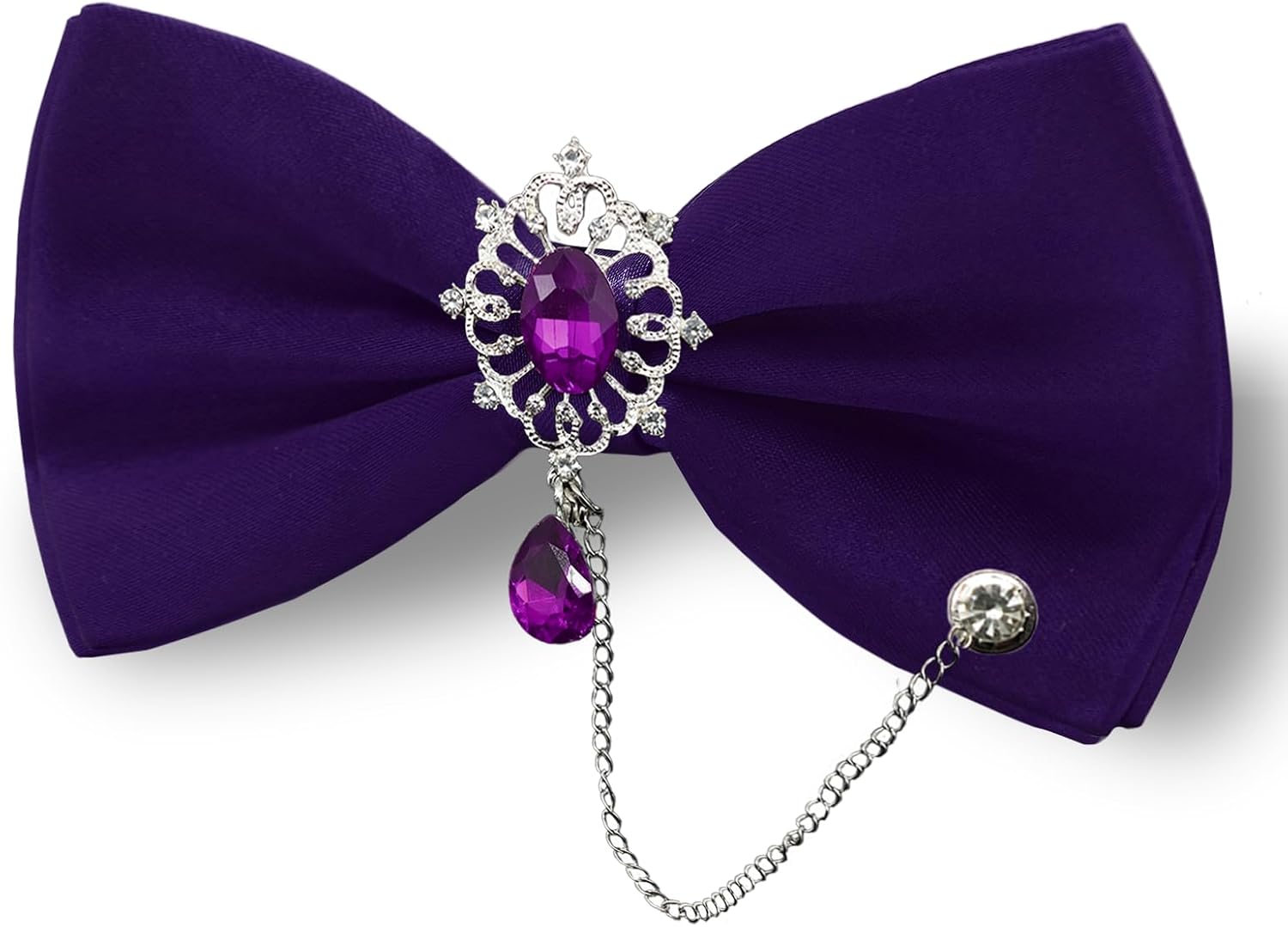 Mens Bow Tie, Adjustable Pre-tied Bowties Men with Rhinestone Chain for Suit Tuxedo Wedding Banquet Party Concert