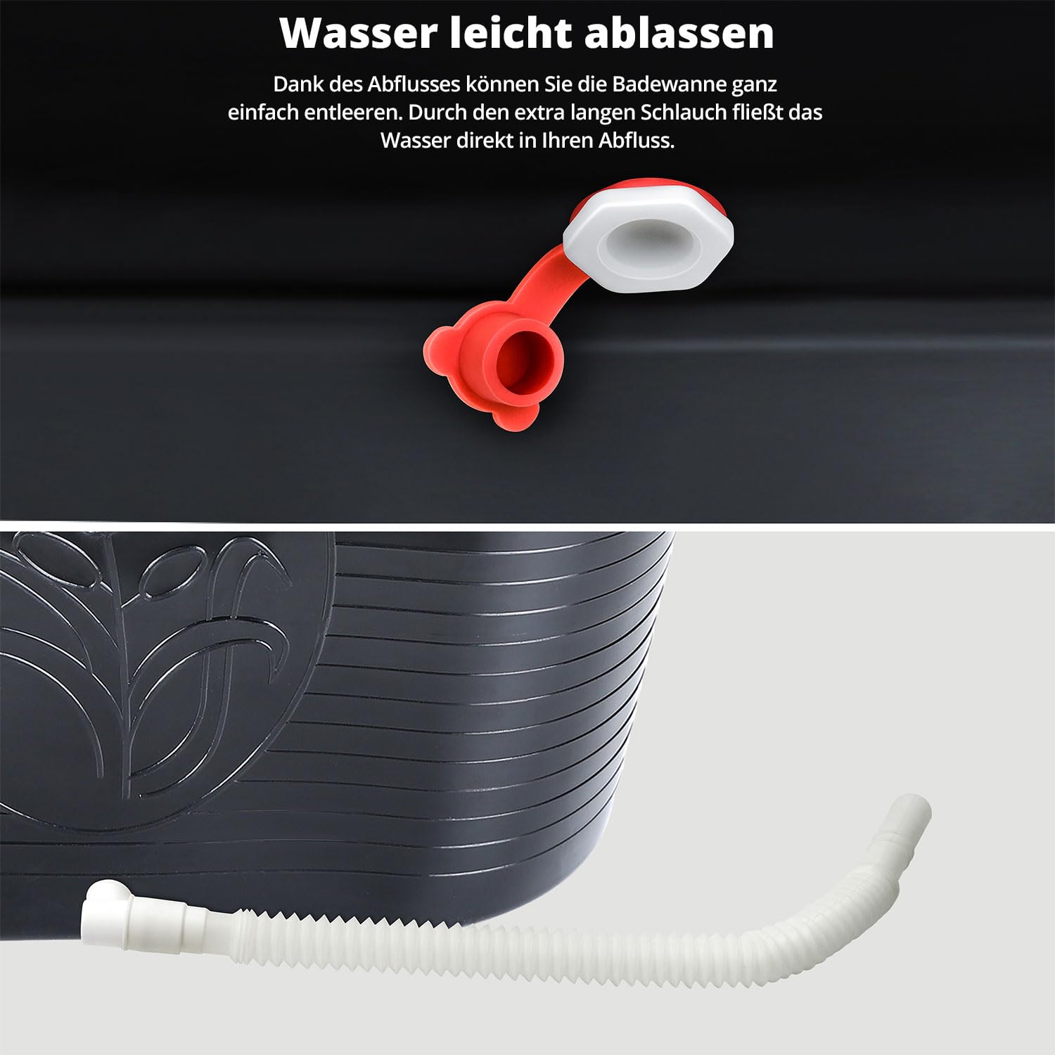 FLINQ Bath Bucket Nero - Vasca da Bagno Portatile per Adulti e Bambini - Ideale per Piccoli Bagni - Vasca in Plastica XL per Doccia