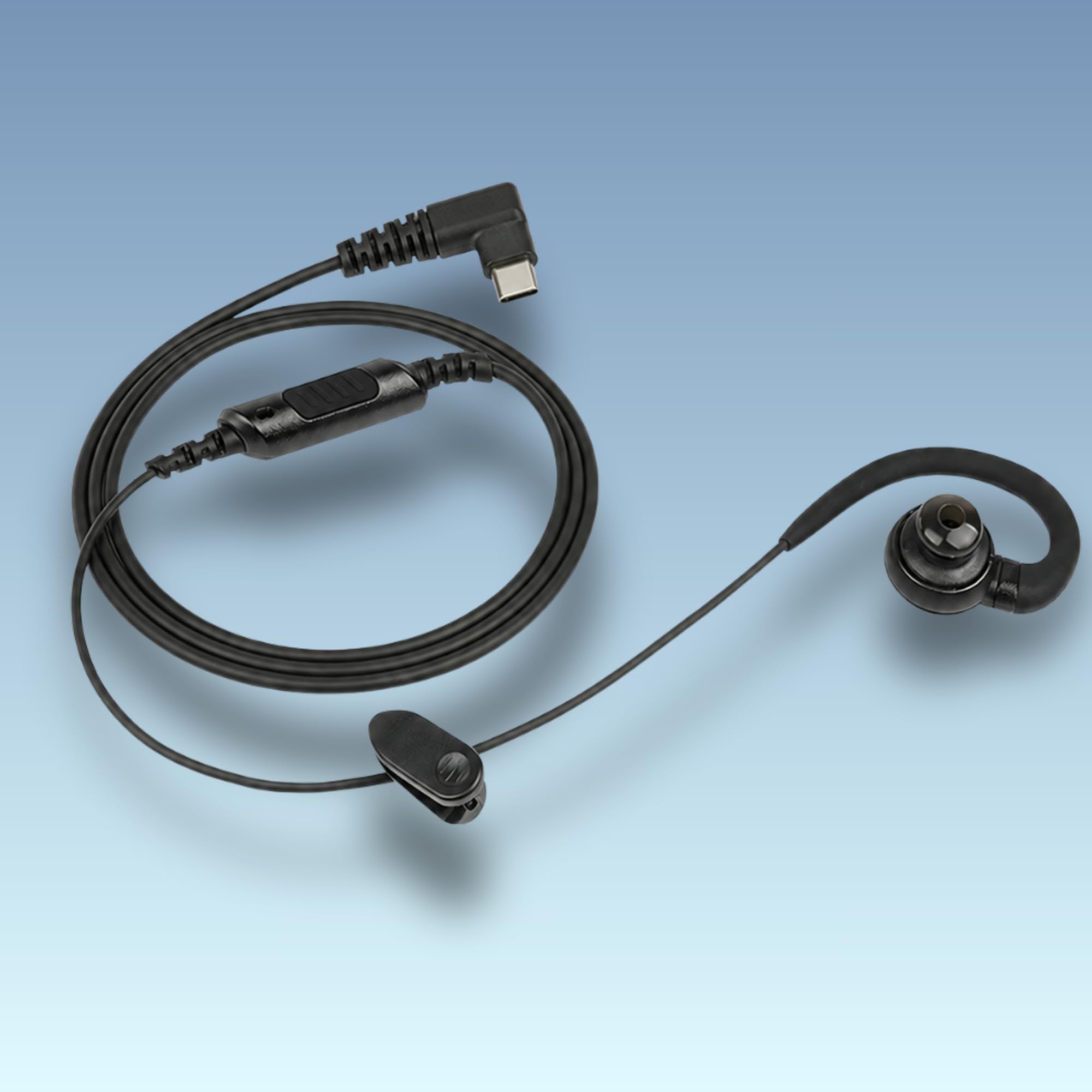 Casque USB C Push-to-Talk - Oreillette en forme de C avec micro PTT intégré et embout amovible - Compatible avec MS Teams et application Talkie Walkie Zello - VP PTT S27