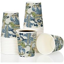 AnyDesign 100Pcs Vintage Chinese Landscape Paper Cups, 9Oz