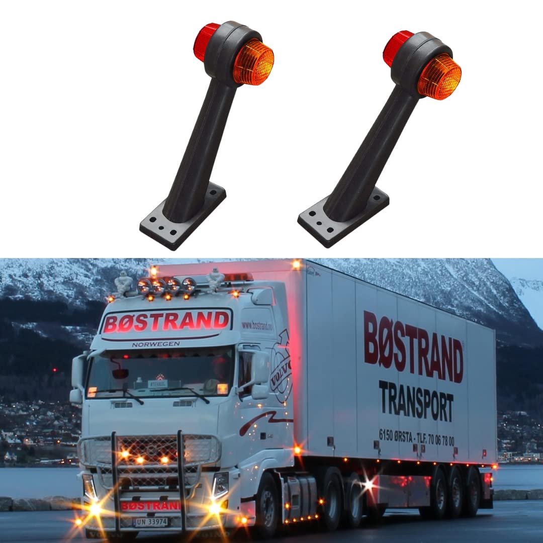 APSMOTIV Bajato 4x Side Rubber Stalk Marker Light Red/Amber Outline Lamp 12v Compatible for Truck Caravan Kenworth Peterbilt Freightliner Western Star Trucks Semi Trailers Side Marker Lights