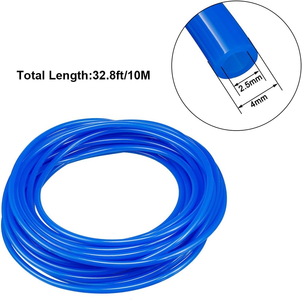 uxcell Pneumatic Air Tubing, 4mm OD x 2.5mm ID 10 Meters 32ft PU Polyurethane Air Compressor Tube Hose Pipe, Blue