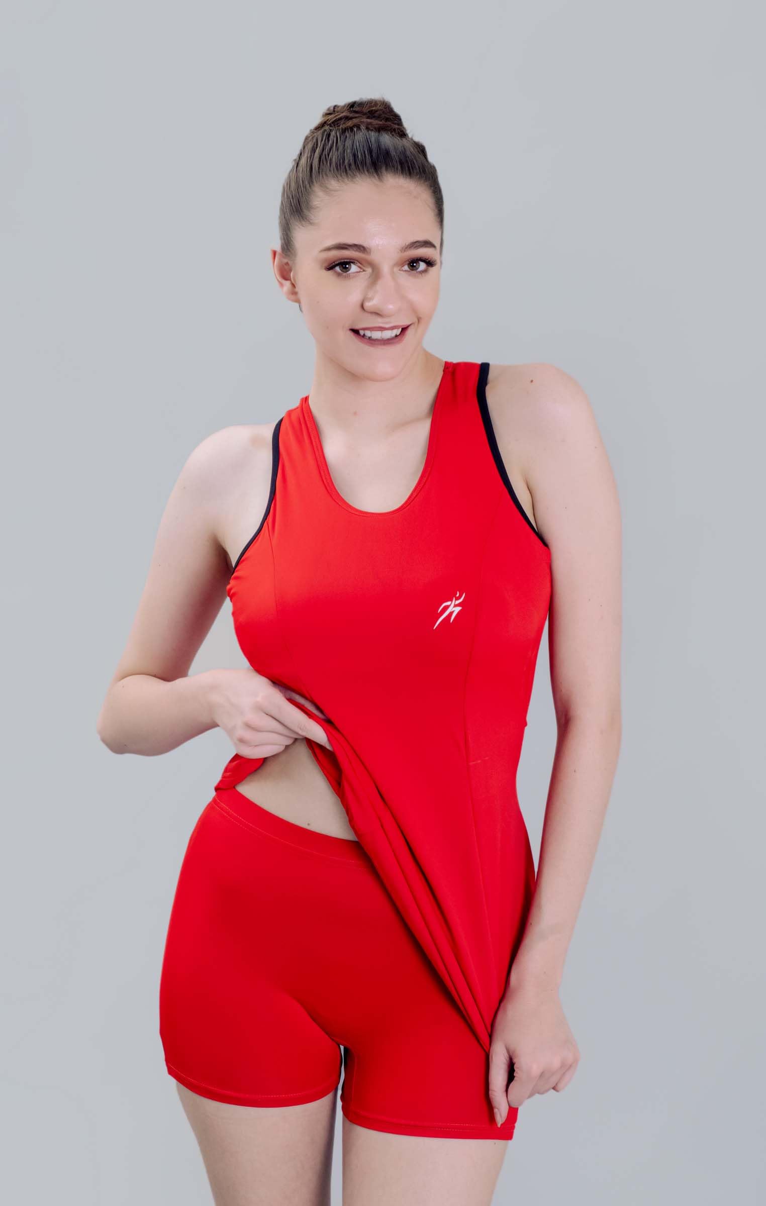 Keepfit Women's Round Neck Padded Swimsuit Frock Style top with boy Shorts Orange |Swimming Suit for Women 3