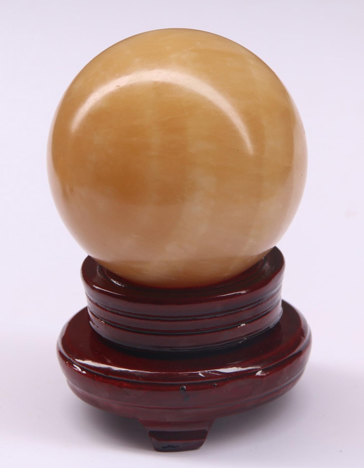 Esfera de Cristal de topacio Natural, Bola de Piedra Preciosa citrina con Soporte de Madera,Bola de la Suerte Feng Shui,Bola de Cristal curativa Reiki,decoración de Sala de Estar,10cm/3.9in