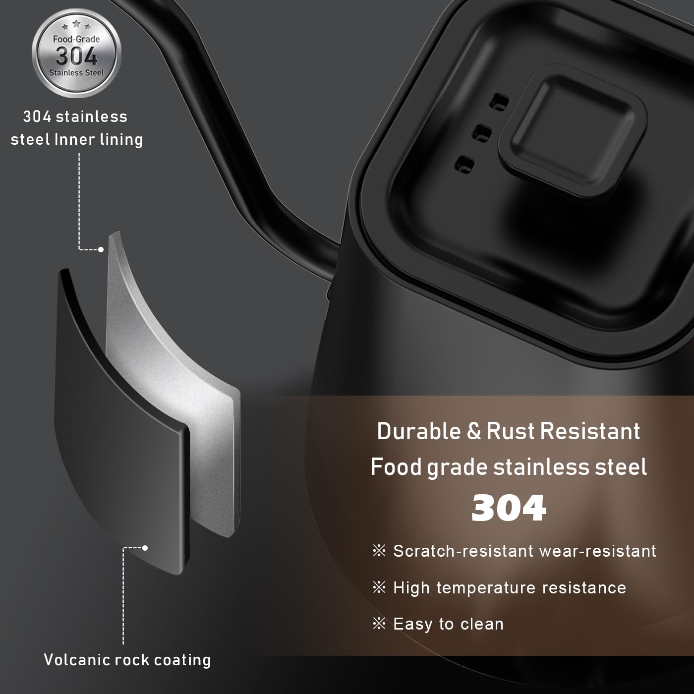 Bollitore Elettrico a Collo d'Oca, Caffè & Teiera con Display Digitale - Acciaio Inossidabile, Controllo della Temperatura in Tempo Reale, Riscaldamento Rapido per Casa