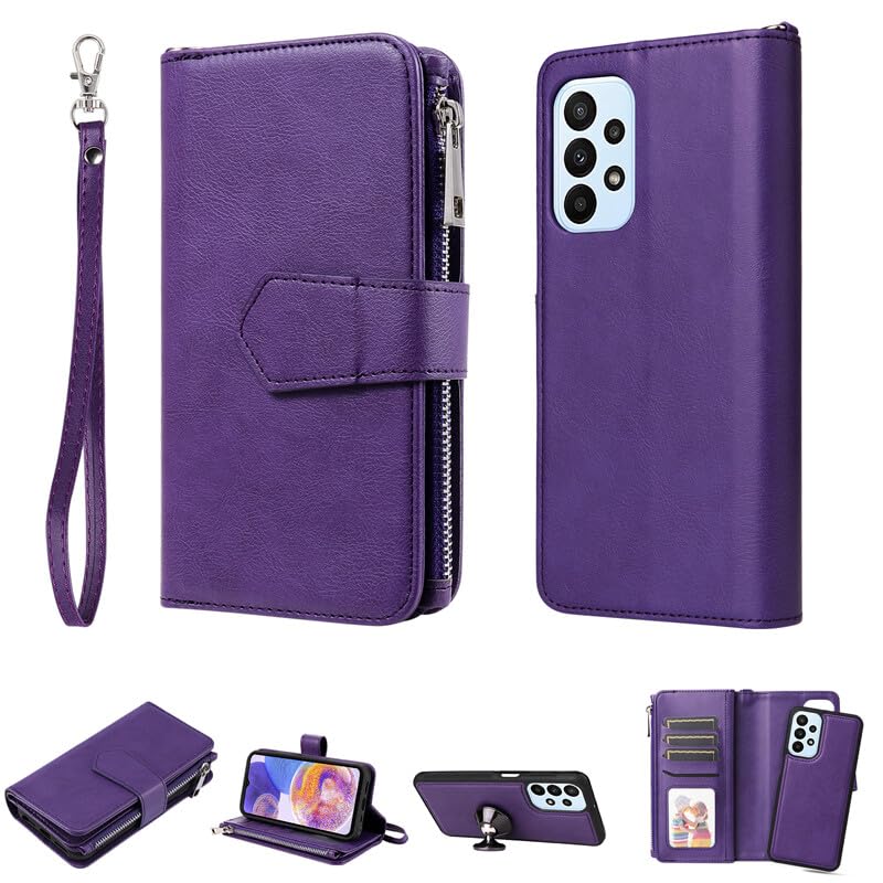 Étui portefeuille violet pour Samsung Galaxy S25 avec rabat magnétique de protection