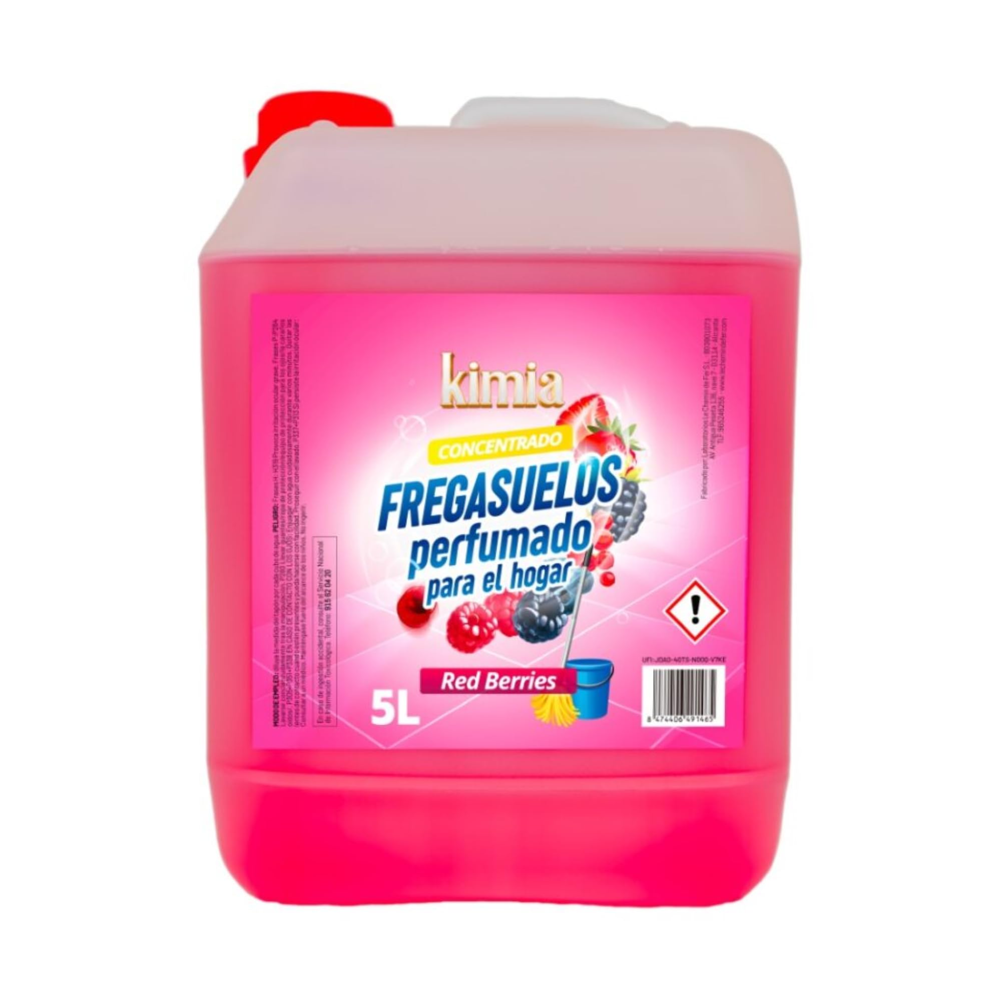 KIMIA - Pack Sensorial Concentrado Red Berries | Ambientador 5L+ Fregasuelos 5L | Fragancia Duradera Frutos Rojos | Fórmula Concentrada | Limpiador de Suelo | Limpieza Profunda
