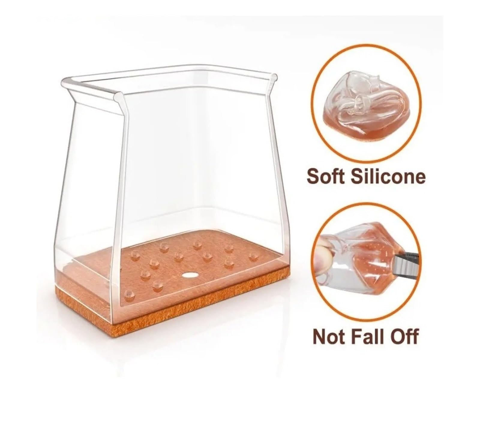24 Stück geräuschlose quadratische Fußabdeckung for Tisch und Stuhl, transparent, dick, rutschfest, verschleißfest, Silikon, Schutzhülle for Tisch und Stuhl(3-4.4cm)